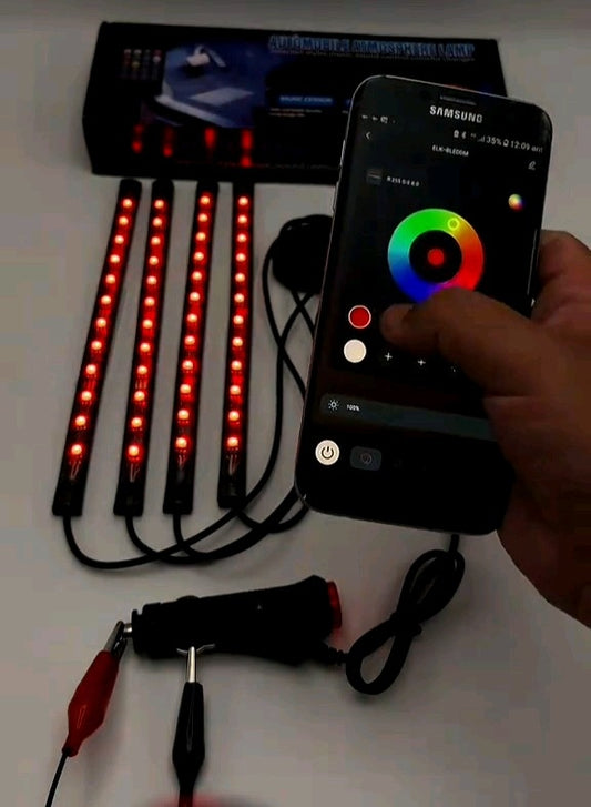 Atmosphere Light 12 LED Set of 4 RGB Interior LED Lights For Cars&Bikes